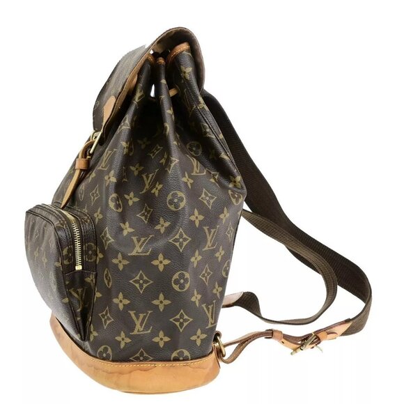 LOUIS VUITTON Montsouris GM Backpack Bag Monogram Leather Brown - Picture 13 of 16